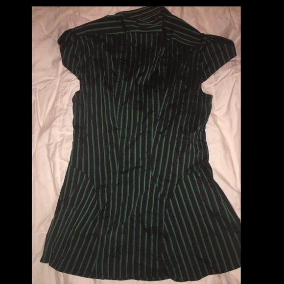Express Green and Black stripe faux Button top - Picture 7 of 8